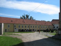 Renovated Visitors' center and the monastery's shop and ticket office inside