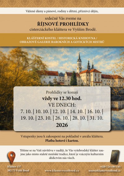 ŘÍJNOVÉ PROHLÍDKY KLÁŠTERA