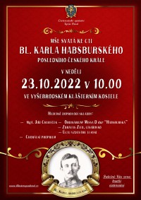 MŠE SVATÁ KE CTI BL. KARLA HABSBURSKÉHO - V NEDĚLI 23.10.2022 V 10.00 HOD.