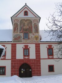 Renovated entry at the monastery's portary 