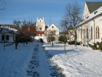 Prior garden in the wintertime under snow