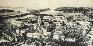 Areál kláštera dle kresby z r. 1907