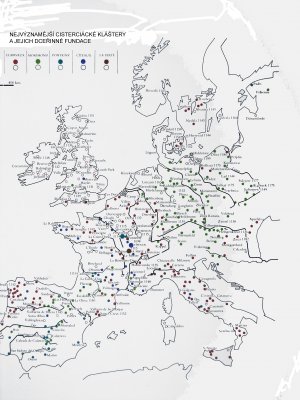 Mapa cisterciáckých klášterů v průběhu dějin