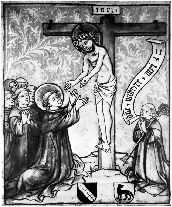 Kristus se sklání ve vidění ke svatému Bernardovi