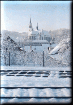 Ansicht des Klosters von Osten im Winter